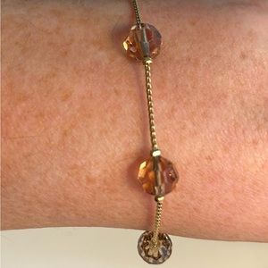 Swarovski Light Amber Crystal & Gold Tone Metal Bracelet
